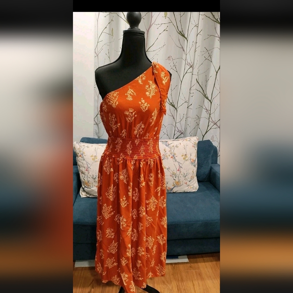 Cupshe One-Shoulder Floral Dress in Orange